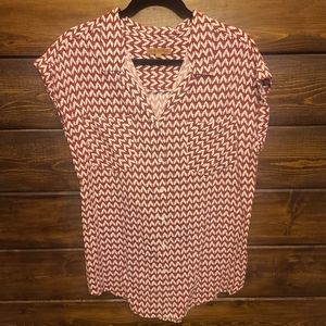 Red and White Blouse